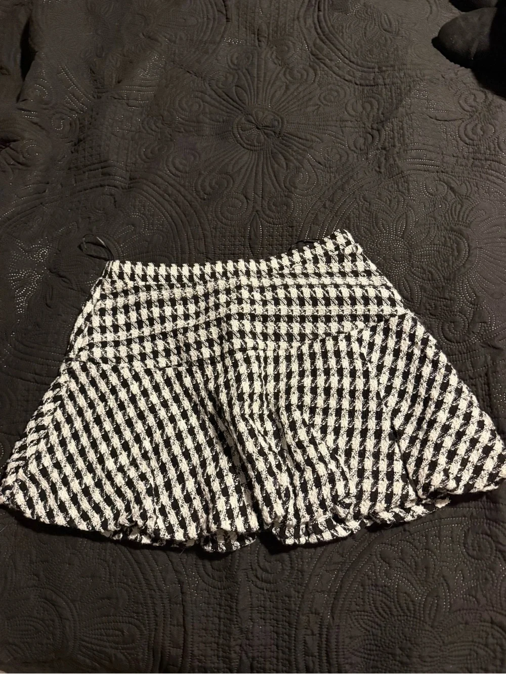 Black and White Houndstooth Flared Women's Skirt